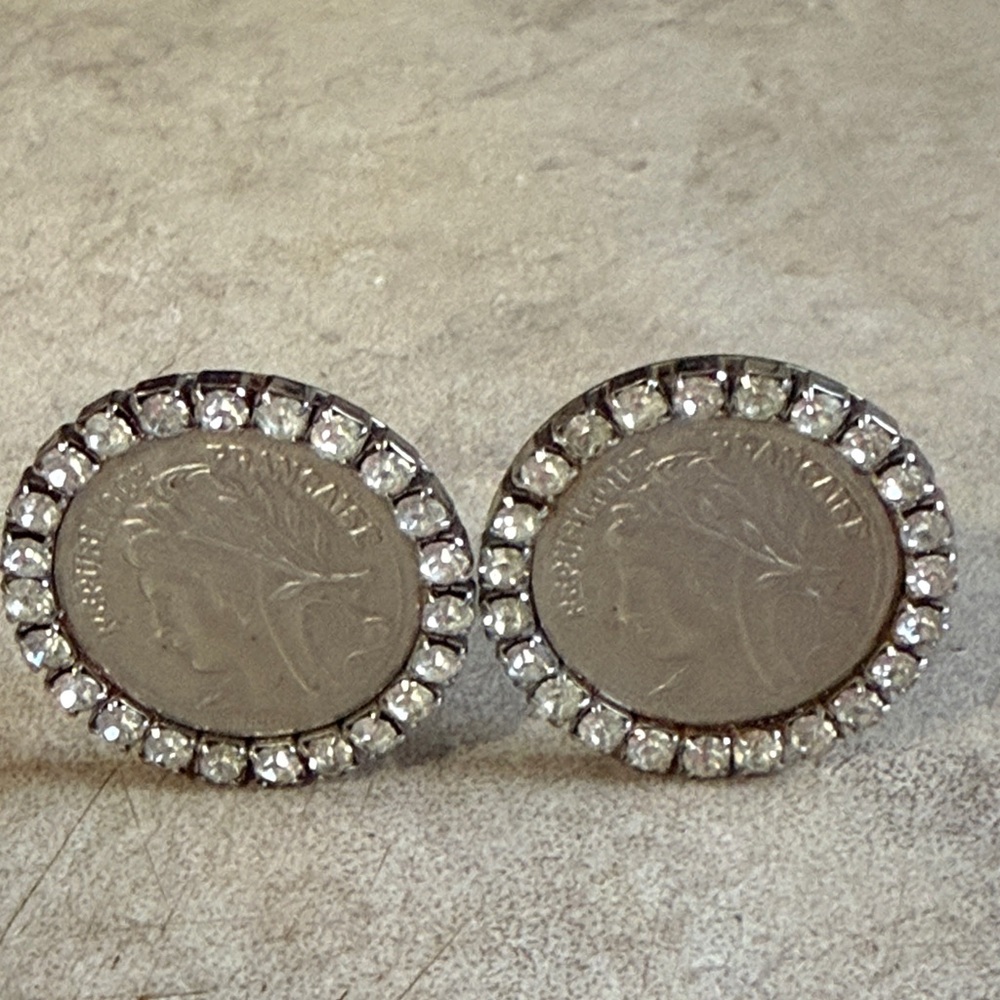 Elegant French Coin Clip On Earrings
